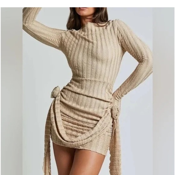 Lioness Dresses & Skirts - Lioness Tan Long Sleeve Knit Dress